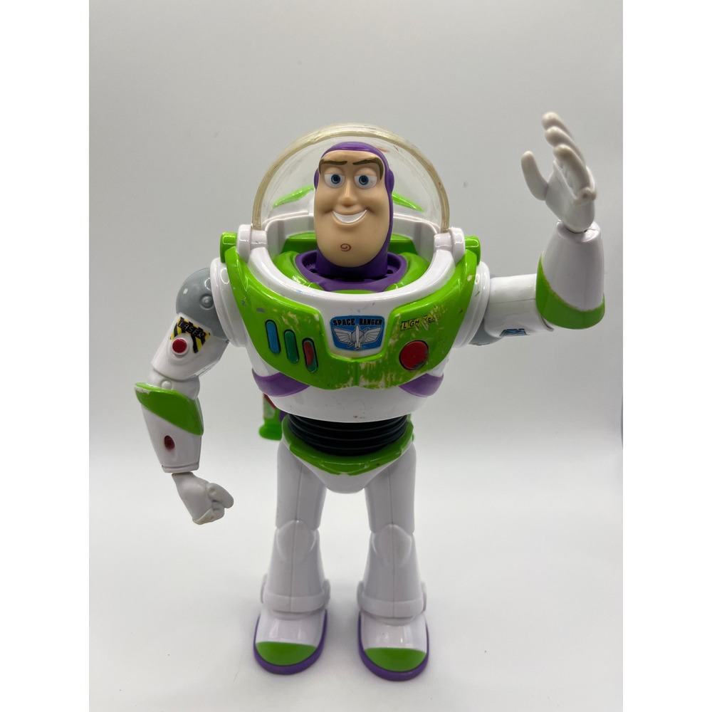 Disney Toy Story Buzz Lightyear Action Figure 12in White Green Fair Condition